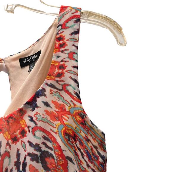 Love Reign Geometric Print Maxi Dress Size M Scoop Neck Sleeveless Front Slit - Picture 3 of 15